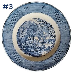 Vtg 50's Royal China Currier Ives 10" DINNER PLATE Old Grist Mill Ironstone Blue